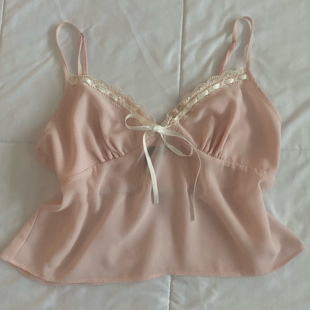 Pink Lace Trim Garage Camisole